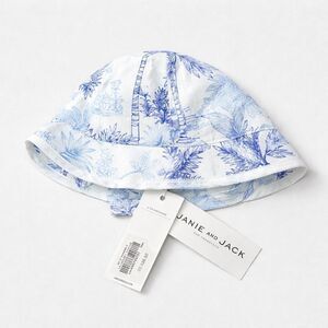 Janie and Jack 101091001 Light Blue Palm Toile sun hat size 0-3 months NWT